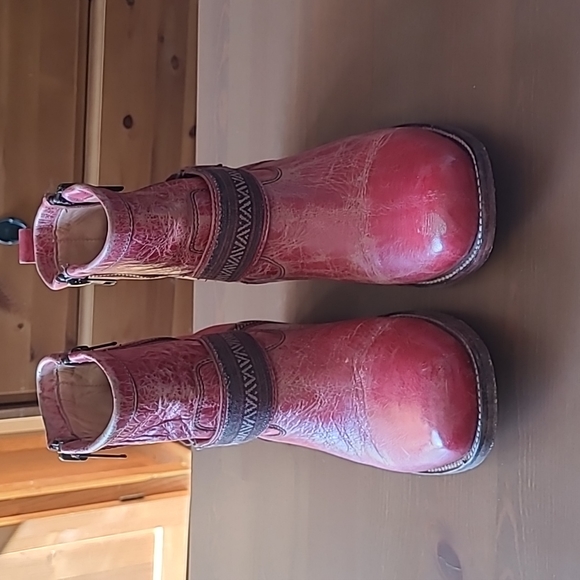 Bed Stu Red Western Style Cowboy Bootie Size 9.5 - Picture 5 of 9